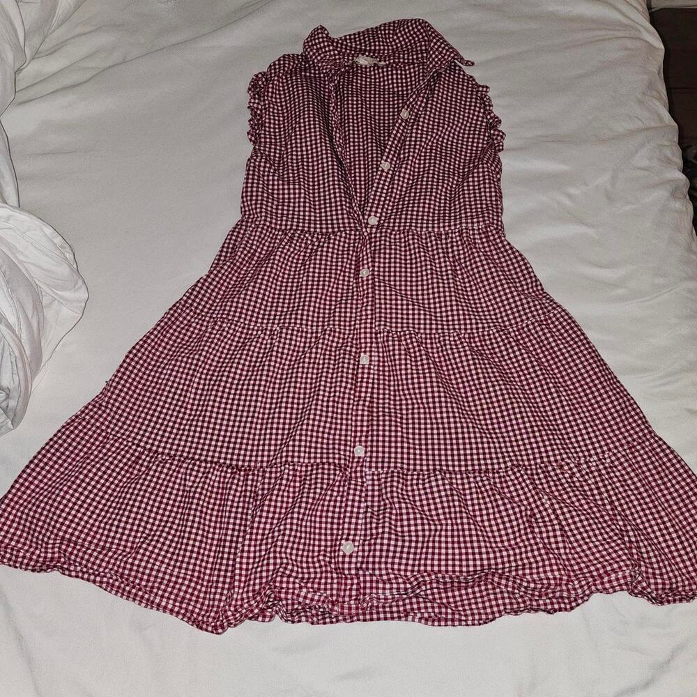 Red and white gingham dress